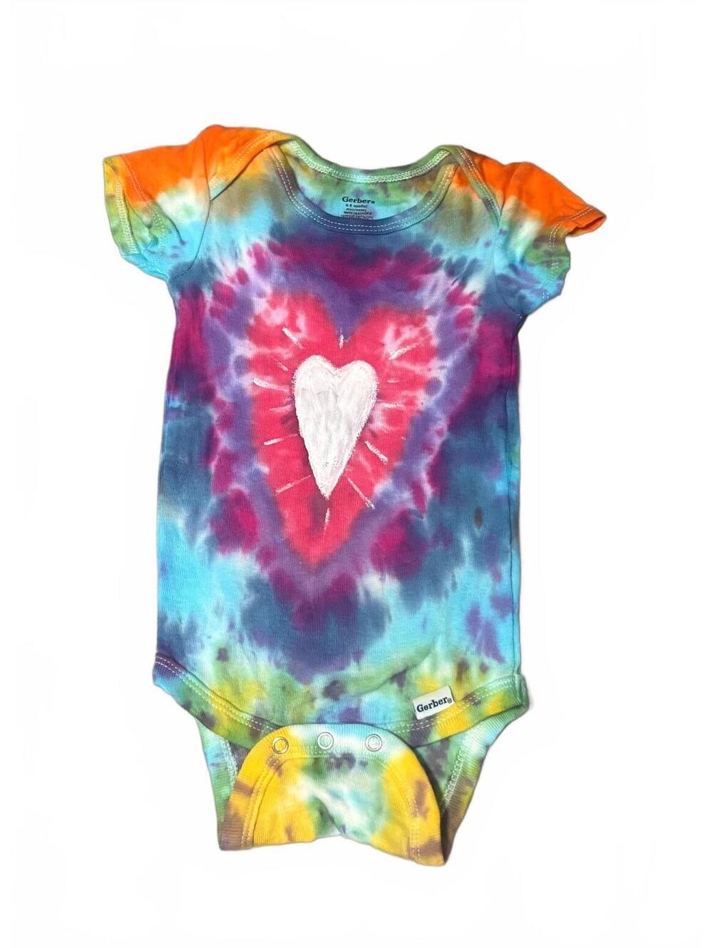 Gerber Hand Painted and Tie-Dyed Heart Baby Onesie Bodysuit